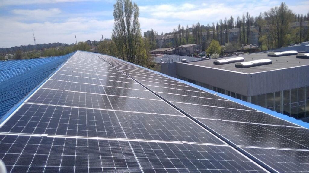 Solar panels on the roof of our printing plant.